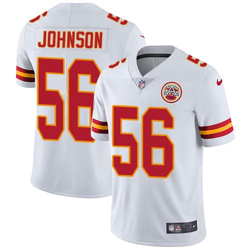 Nike Chiefs #56 Derrick Johnson White Men's Stitched NFL Vapor Untouchable Limited Jersey - Click Image to Close
